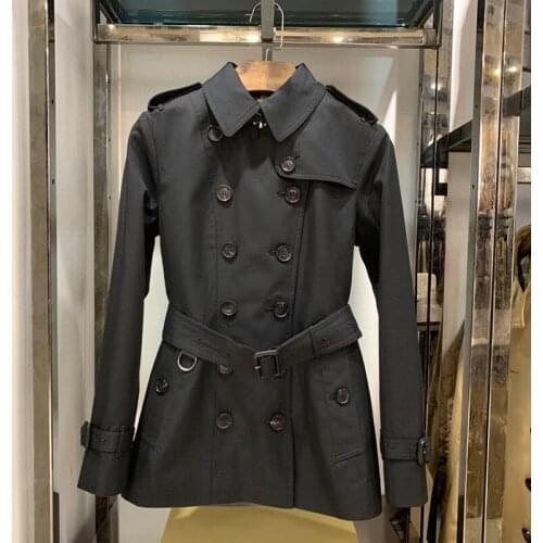 Khaki Double Breasted Trench Coat British Trench Coat Lady Short Temperament Slim Popular