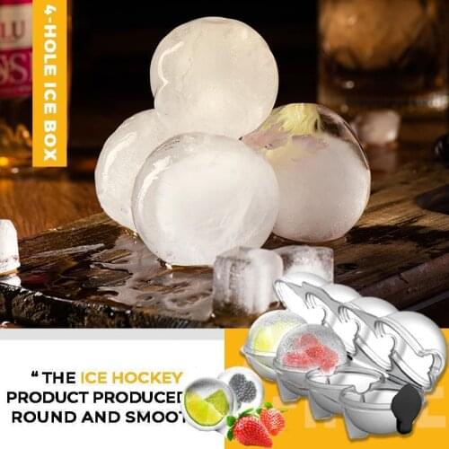 DIY 4-hole Ice Cube Mold Round Silicone Ice Mold Whiskey Cocktail Ball Grid Party for Bar Popsicle Molds Home Kitchen Accessory