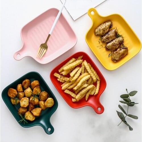 Health INS Nordic Breakfast Barbecue Baking Pan Creative Baking Dish Ceramic Tableware with Handle Kitchenware