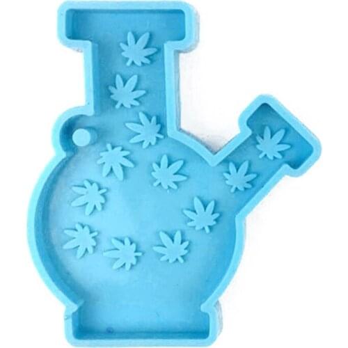 Handmade Weed Leaf Bottle Shape Slicone Molds Maple Leaves Pot Shaped Keychain Pendant Resin Molds Jewelry Craft Tools