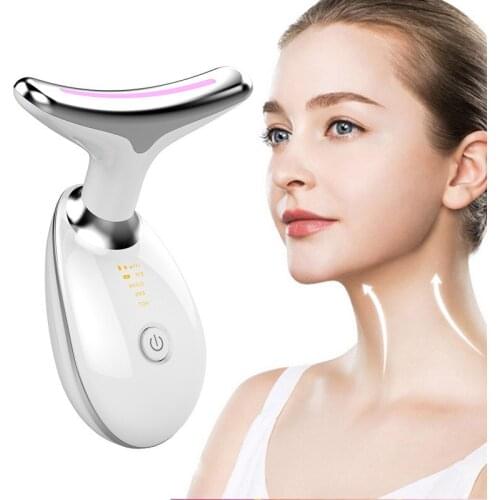 3 Colors LED Photon Therapy Neck Massager Face Lifting Tool Heating Skin Tighten Reduce Double Chin Anti-Wrinkle Remove Device