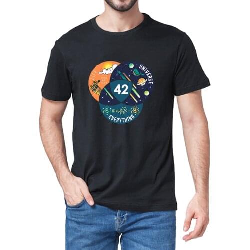 Unisex 100% Cotton 42 The Answer To Life The Universe And Everything Funny Summer Mens T-Shirt Loose Harajuku O-Neck Streetwear