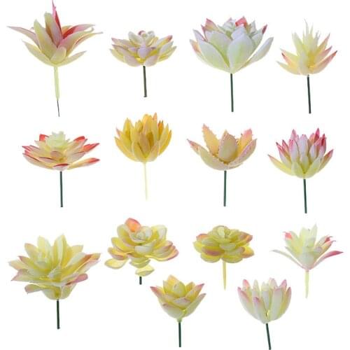 Small Medium Large White Flocked Artificial Succulents Plants Home Bedroom Living Room Desktop Decoration Fake Plants Bonsai