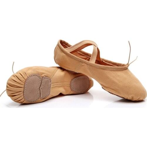 USHINE Quality Wear-Resistant Non-slip Elastic Canvas Training Breathable scarpe da ballo donna Ballet Dance Shoes Woman