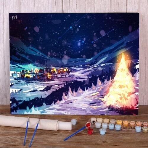 Scenery DIY Painting By Numbers Set Acrylic Paints 40*50 Oil Painting Loft Wall Picture For Handicraft
