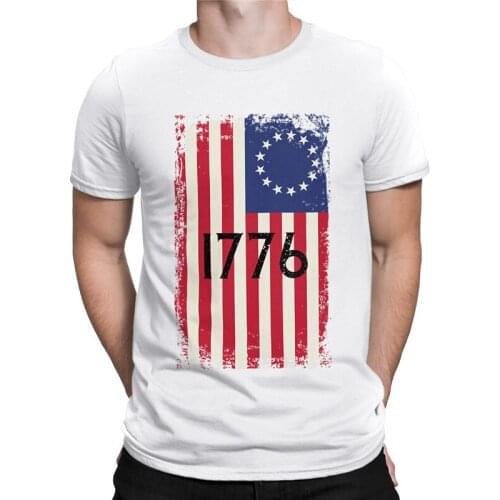 Hot High Quality Distressed Betsy Ross Flag 1776 T-Shirt Vintage Tee Tshirt