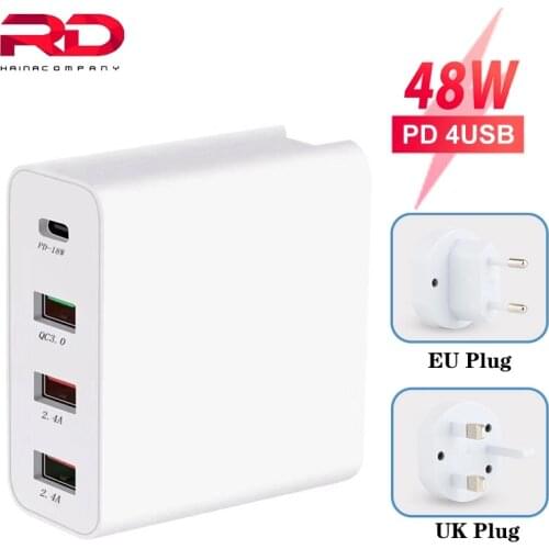 48W fast Charge Type C USB PD Charger for Samsung iPhone X XS Max Huawei Multi port QC 3.0 Fast Wall Charger US EU Plug Adapter