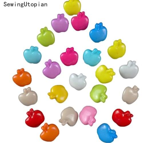 100PCS Cartoon Mini Resin Apple Buttons Sewing Tools Plastic Button for Dress Sweater Clothes Decoration Garment Accessories
