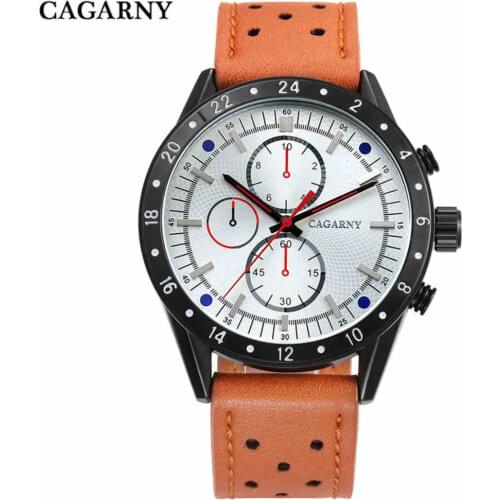 CAGARNY Brand Watches Man Fashion Luxury Life Waterproof Quartz Watch Leather Watchband Strap Clock Sports Military Wristwatch