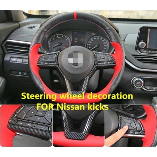 Steering wheel decoration FOR Nissan kicks 2017-2020 car modified carbon fiber supplies steering wheel press stickers