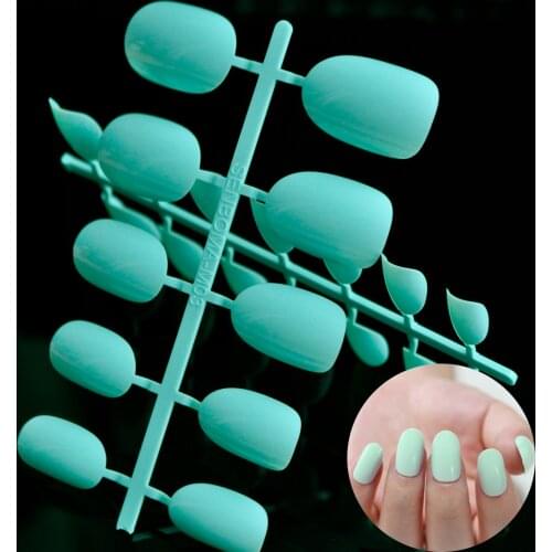 24pcs New fashion sweet candy decorative oval nails short paragraph light Green 318X