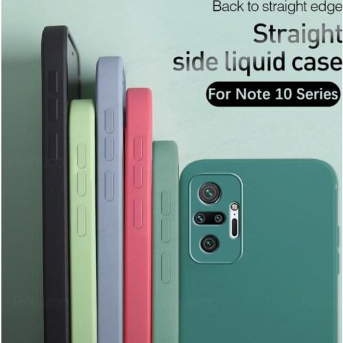 New Square Liquid Silicone Case For Xiaomi Redmi Note 10 Pro Redme Note10 10Pro Nota Not 10s Camera Shockproof Phone Cover Coque