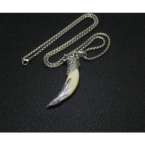 Necklace Nature Style Wolf Tooth Pendant Necklace Distinctive Retro for Men Jewelry