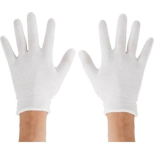 6 Pairs White Cotton Gloves Overnight Moisturising Inspection Work Jewelry Silver Inspection Gloves Driving Gloves
