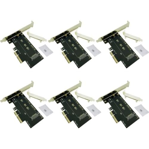 6PCS M.2 Adapter NVME SSD M2 PCIE Card PCIE to M2 Adapter Support PCI Express 3.0 x4 2230 2242 2260 2280 Size M.2 SSD Riser Card