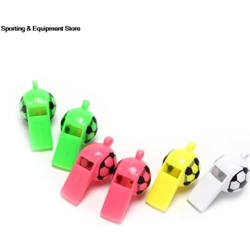 6pcs/lot Plastic soccer football whistle cheerleading toys whistles toys with ropes Survival Outdoor Accessories 3.3*5cm