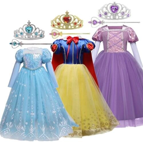 Cosplay Party Dress For Girl Halloween Costume For Kids Girls Snow White Queen Princess Dress For Children Christmas Ball Dress