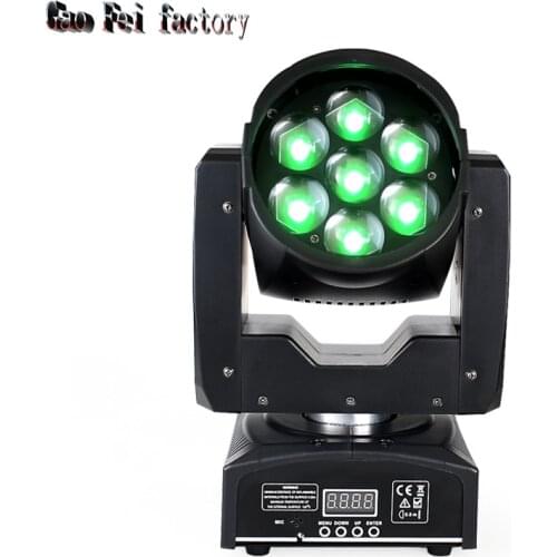 LED Zoom Wash Moving Head 7X12W RGBW 4In1 Mobile Disco Light Dmx Control Beam For Stage Party DJ Show