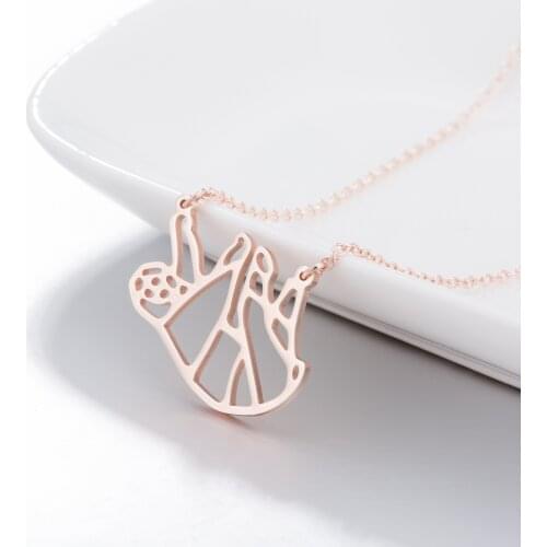 Daisies Origami Sloth Necklace Cute Animal Pendants Necklaces Wildlife For Women Jewelry