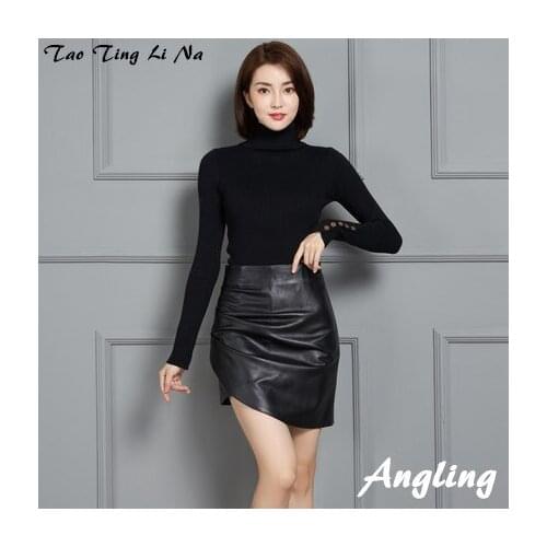 Top brand New Fashion 2020 Genuine Real Sheep Leather Skirt K6 high quality