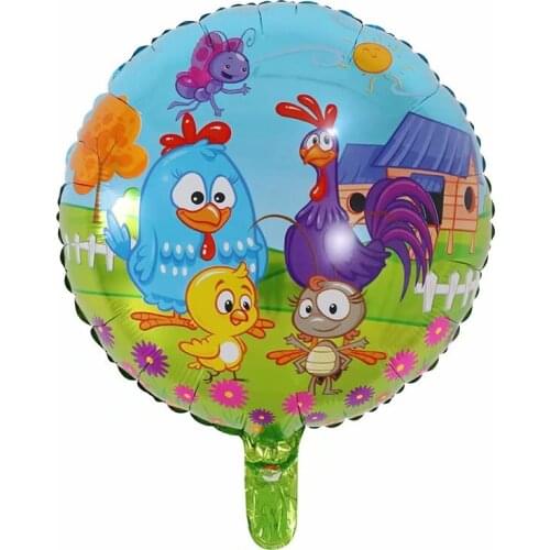 50pcs 18inch Round Brazilian Chicken Foil Balloons Kids Birthday Party Decoration farm Chickens aniaml Air Balloon Supplies