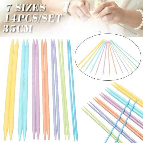 14pcs/set 35cm Double Pointed ABS Plastic Knitting Needles 4.0-10.0mm Knitting Needles Crochet Hook Sweater Scarf Weaving Tools