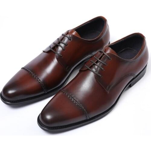 New Black / Deep Brown Pointed Toe Prom Shoes Boys Dress Shoes Genuine Leather Oxfords Business Shoes