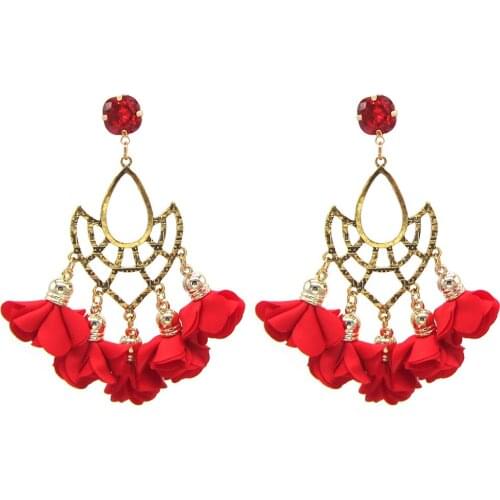 Boucles D'oreilles Fantaisie Flower Tassel Pendant Wedding Earrings for Woman 2021 Retro Long Drop Earrings Luxury Oorbellen
