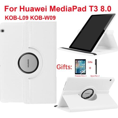 360 Degree Rotating Case For Huawei MediaPad T3 8.0 KOB-L09 KOB-W09 Cover Folio Stand Pu Leather Tablet Funda