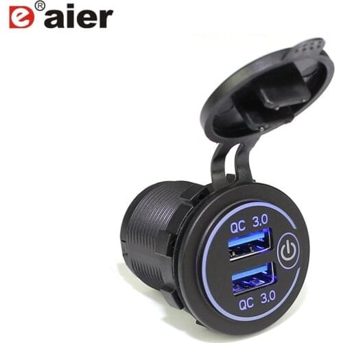 18W 3.1A Car Charger Quick Charge 3.0 Universal Dual USB Adapter Socket Power With Touch Switch For Car Mobile Phone Blue LED