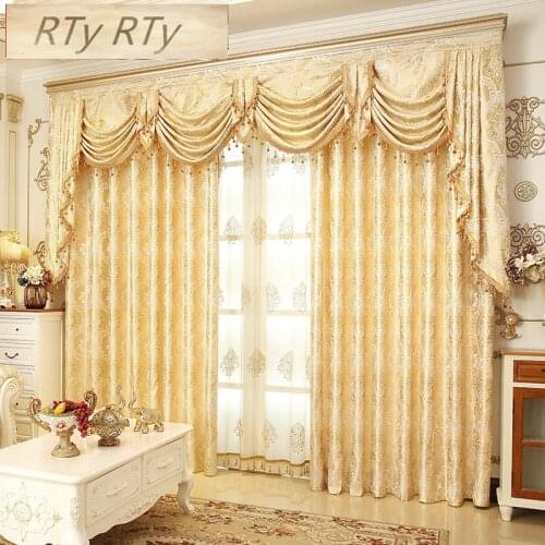 European Golden Royal Luxury Jacquard Curtains for Bedroom Window Curtains for Living Room Elegant Drapes European Curtains