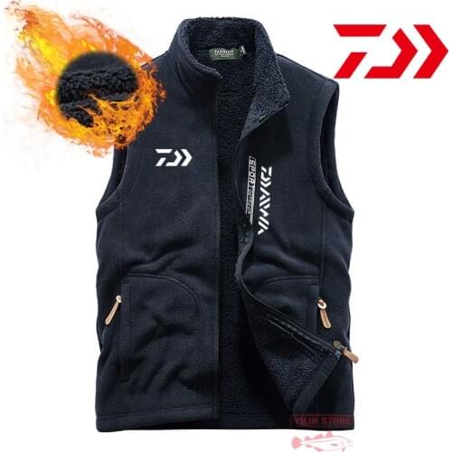 2021 Daiwa Fishing Clothes Mens New Winter Plus Cashmere Vest Outdoor Warm Fishing Vest Large Size Lamb Wool Fishing Vest M-5XL