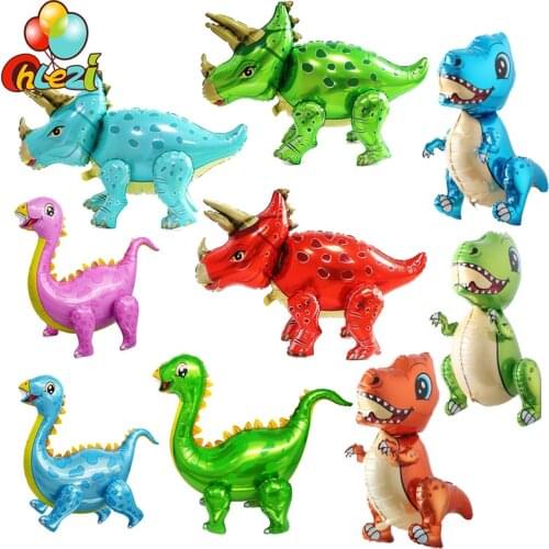 1pcs 3D Dinosaur Foil balloons standing triceratops Red dragon birthday Decorations party supplies boy kids toys helium Globos
