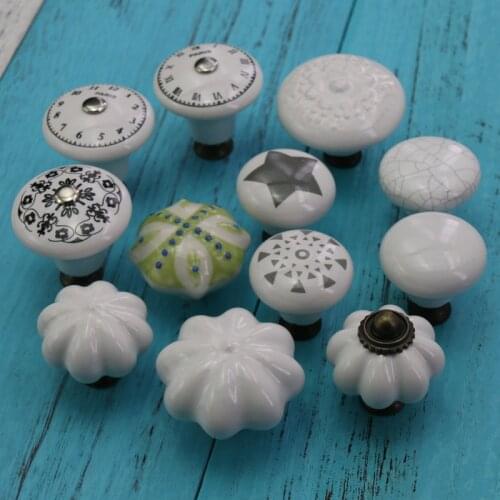1pcs Various Creative Ceramic Knobs Shoebox Cabinet Handles Closet Door Drawer Knobs Wardrobe Pulls Pullers With Screws