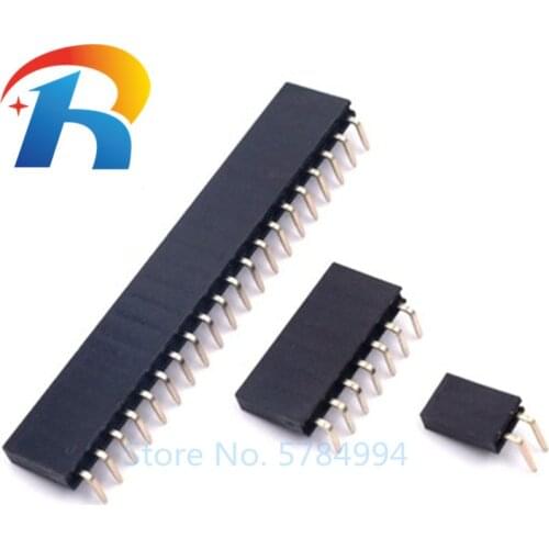 10PCS 1X2/3/4/5/6/8/10/40 Pin Single Row Right Angle Female Pin Header 2.54MM Pitch Strip Connector Socket