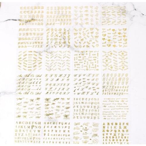 24Pcs Gold Foil Metallic Power Letters Wishes Words Sticker Kit Resin Decor