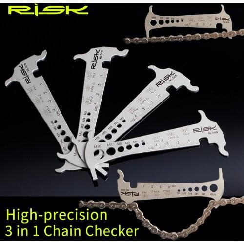 New 3 in 1 Bike Chain Checker Wear Indicator Chain Hook Bolt Measurement Stainless Steel Chain Tools Cycling Accessories