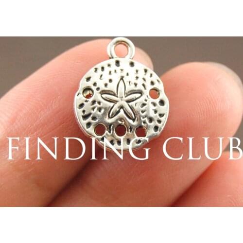 30pcs Silver Color Tone sand dollar charm pendants DIY Metal Bracelet Necklace Jewelry Findings A1098