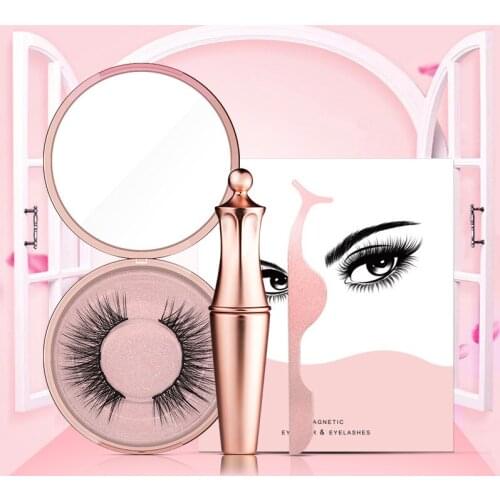 3D Magnetic Eyelashes 2 In 1 Eyeliner Set Natural Long False Mink Magnetic Lashes Wholesale In Bulk Reusable Beauty Make Up Tool