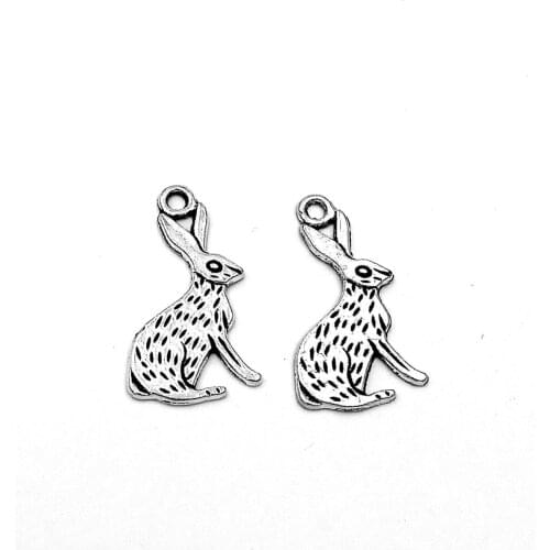 40pcs Rabbit charms pendant 26x14mm antique silver ornament accessories jewelry making craft DIY base material