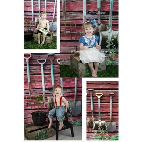 5*6.5ft Garden Scenic with SOME Spade Brick Red Wood Green Land Photography Backdrops Background Newborn Baby Photo Props Custom