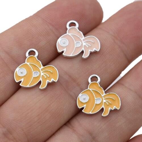 5PCS Silver Plated Enamel Fish Charms Pendants for Jewelry Making Necklace DIY Bracelet Handmade Craft