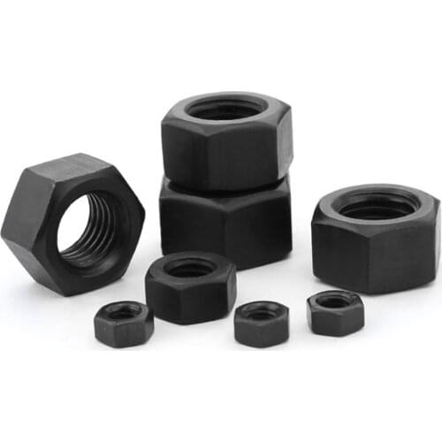 5Pcs Grade 8.8 Black Fine Thread Hex Nuts GB6170 Hexagon Nut Carbon Steel M8 M10 M12