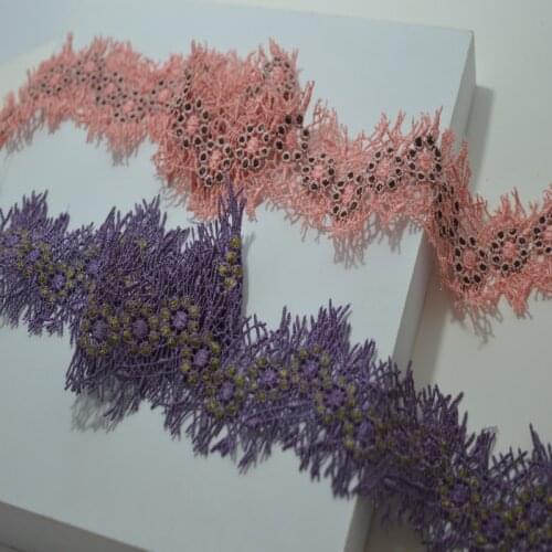1Yard 5CM Width pink~purple eyelash lace venise lace Hight quality lace fabrics lace trim