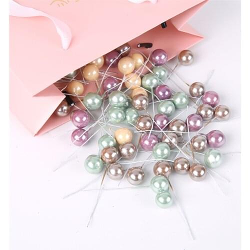 50/100Pcs Artificial Berries Christmas Decor Floral Arrangement Home Decor Craft Supplies DIY Christmas Gold Balls Mini Stamen