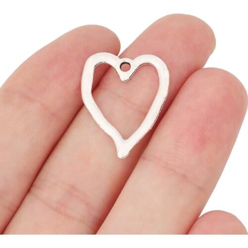 50 x Tibetan Silver Open Love Heart Charms Pendants Beads for Jewelry Making Findings 24x19mm