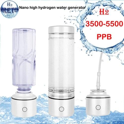 Healthy Nano High Concentration Hydrogen Rich Water Bottle SPE&PEM Pure H2 Generator ORP Lonizer Alkaline Electrolysis Cup