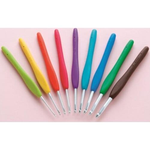 9pcs 9 Sizes 2~6mm Colorful Crochet Hooks Silicone Handle Gold Double Knitting Needles DIY Knitting Tool Crochet Hook Set