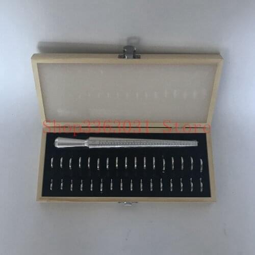 U.S HK KOREA Ring Mandrel Sizer Finger Sizing Measuring Stick Metal Set with Wooden Box