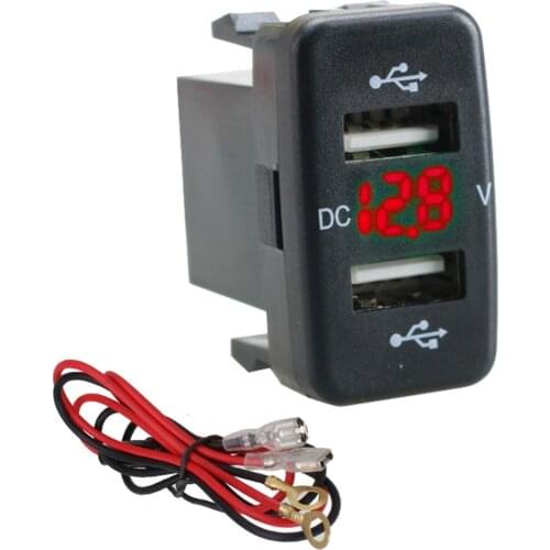 Car Charger 12V-24V Socket Car 4.2A Dual USB Ports Socket Charger Voltmeter Power Socket charger for Toyota Car Line Accessories